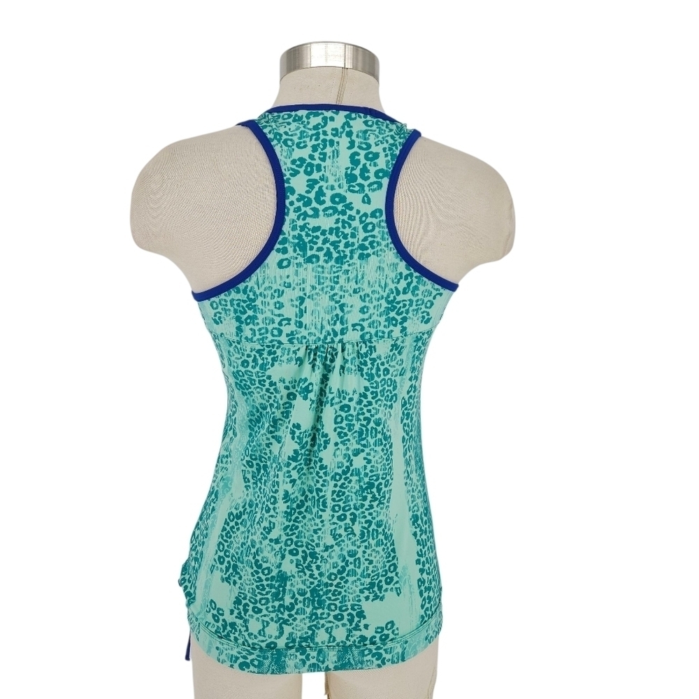 Athleta Tinker Tank Top Green Leopard Sleeveless Racerback Athletic Shirt Small - Picture 4 of 8